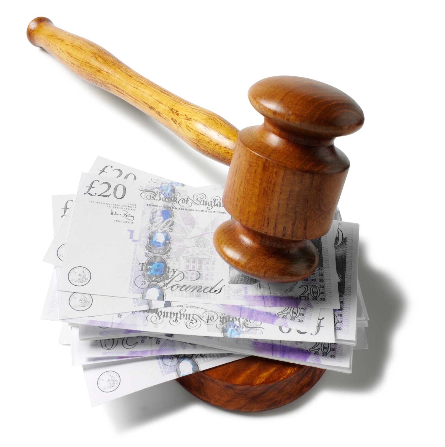 gavel on 20 pound notes