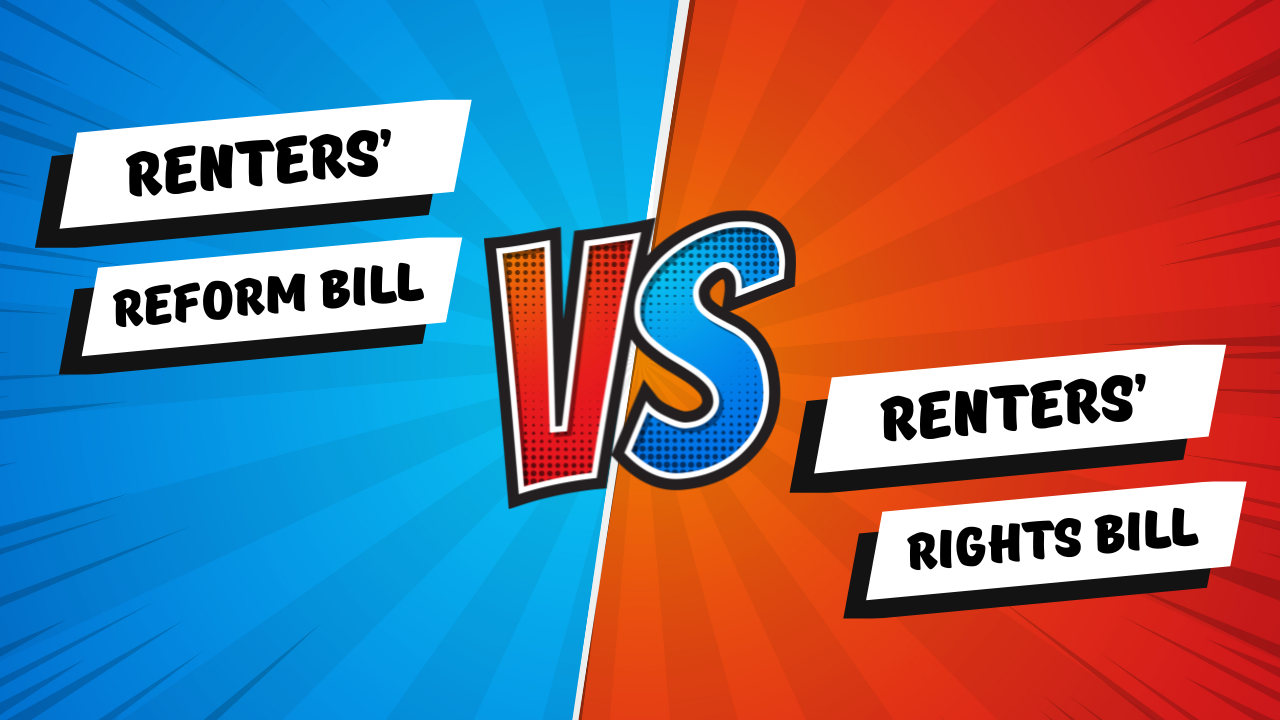 renters rights vs renters reform boll in a comic style